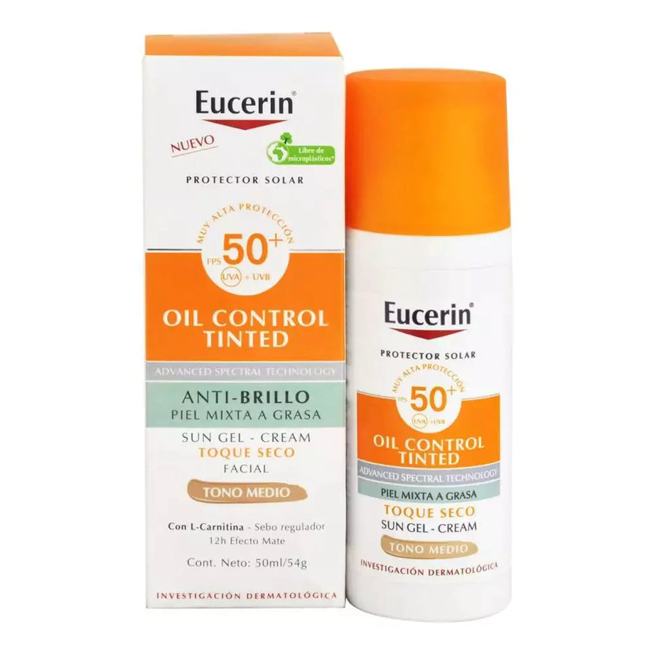 Eucerin Sun Oil Control Tinted Color SPF50 - fotoprotector oslar eucerin  con color